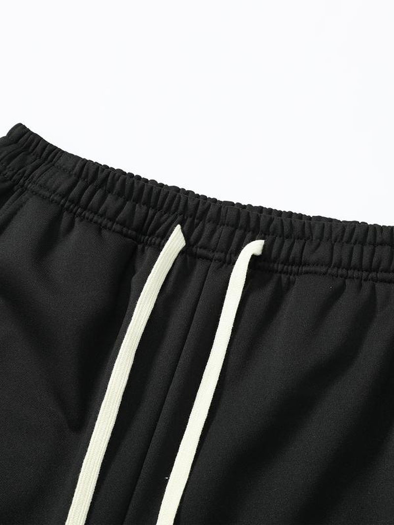 Men'S Summer Knitted Sweatpants, Summer Trendy High Street Versatile Casual Loose Straight Leg Pants, Spring and Autumn Styles, Solid Color Simple Long Pants, Men'S Style