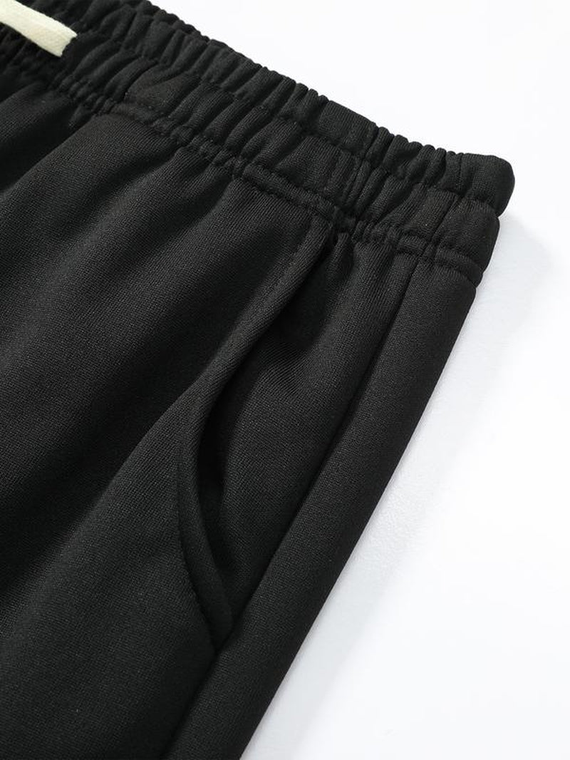 Men'S Summer Knitted Sweatpants, Summer Trendy High Street Versatile Casual Loose Straight Leg Pants, Spring and Autumn Styles, Solid Color Simple Long Pants, Men'S Style