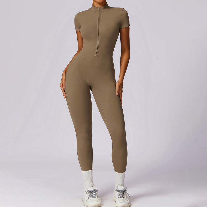Timeoff Half-Zip Stand-Collar Slim Jumpsuit, One-Piece Pant Silhouette, Solves Body-Sculpting & Flexible Fit Need for Yoga, Fitness Workouts & Active Training Scenarios,Jumpsuit Women,Sweatsuits Women,Loungesetwomen