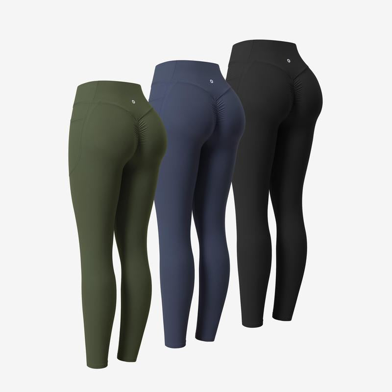 Halara 3-Piece Ultrasculpt High Waisted Scrunch Butt Lifting Tummy Control Pocket Shaping Training Leggings Set