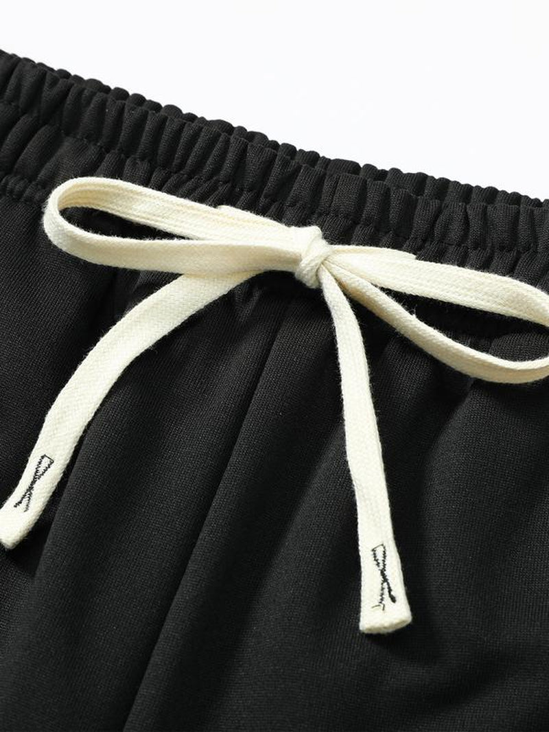 Men'S Summer Knitted Sweatpants, Summer Trendy High Street Versatile Casual Loose Straight Leg Pants, Spring and Autumn Styles, Solid Color Simple Long Pants, Men'S Style