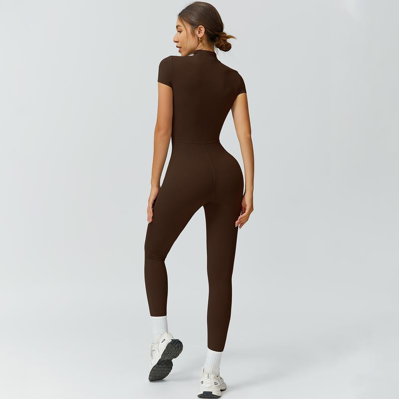 Timeoff Half-Zip Stand-Collar Slim Jumpsuit, One-Piece Pant Silhouette, Solves Body-Sculpting & Flexible Fit Need for Yoga, Fitness Workouts & Active Training Scenarios,Jumpsuit Women,Sweatsuits Women,Loungesetwomen